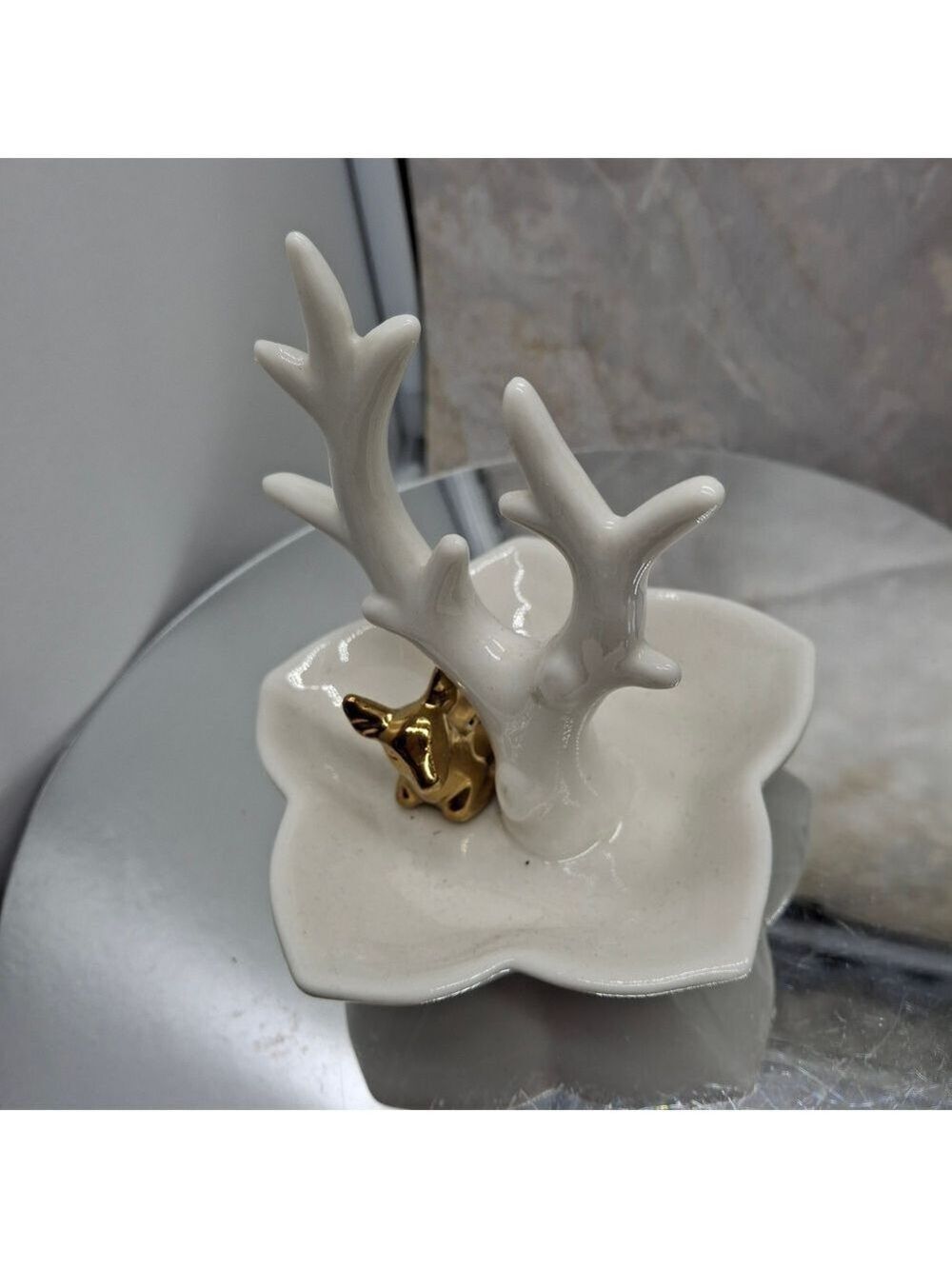 Ring Tree White and Gold Antler Jewelry Holder